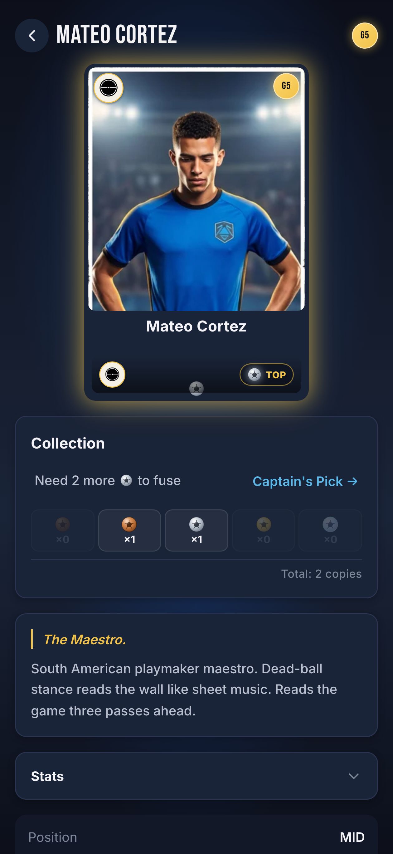 Card Detail with fusion-first hero CTA and per-tier lineage strip