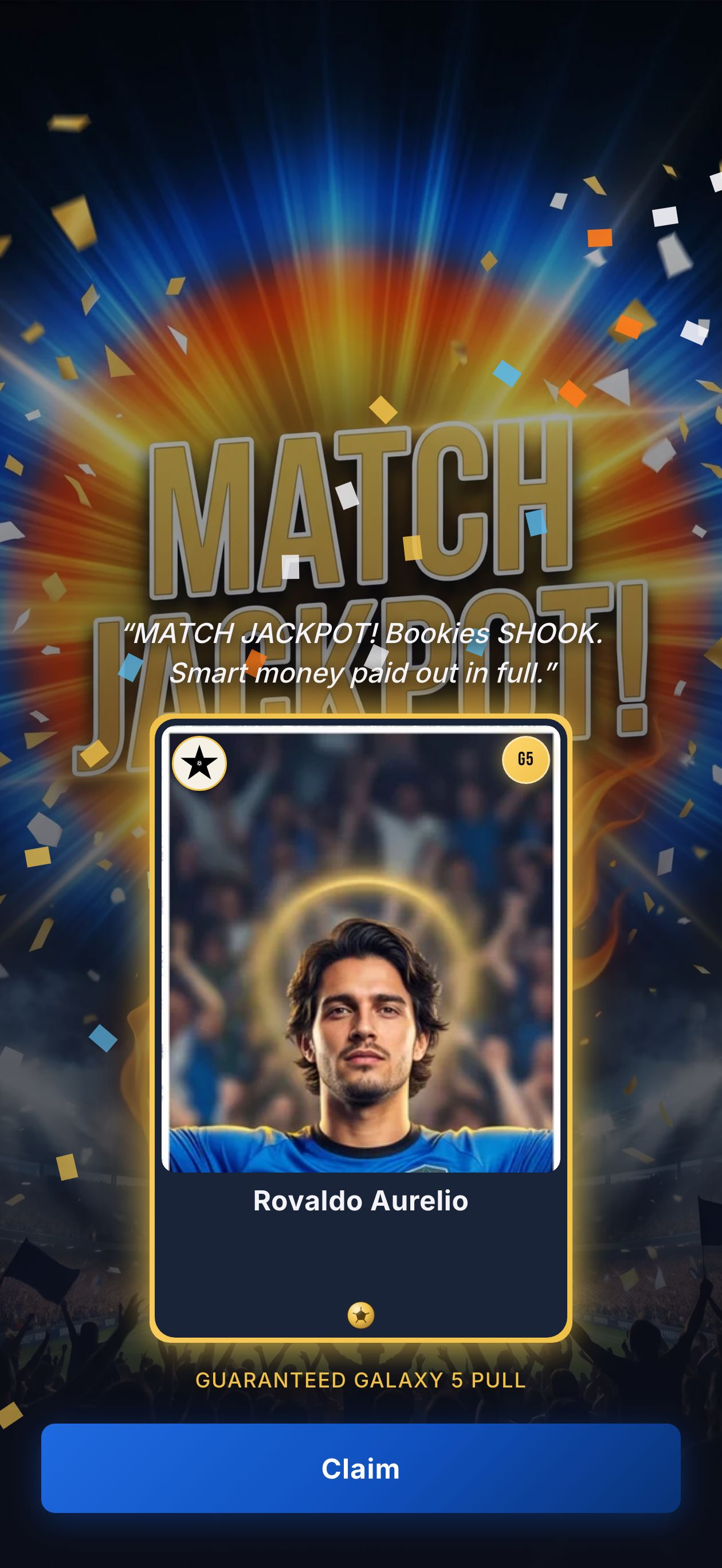 Match Jackpot result screen